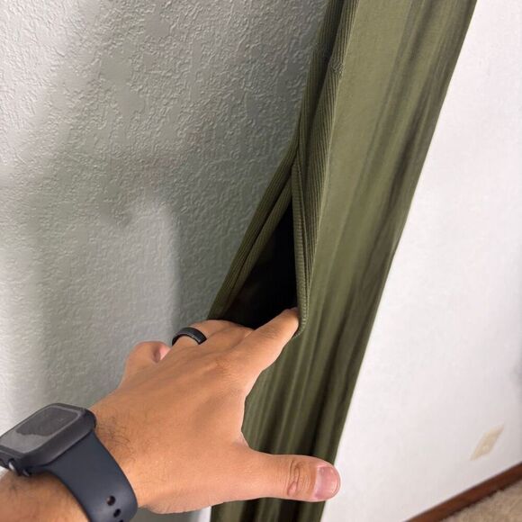 Imbodhi Women's Green Ribbed Halter Wide Leg Jumpsuit Size Large - Picture 5 of 11